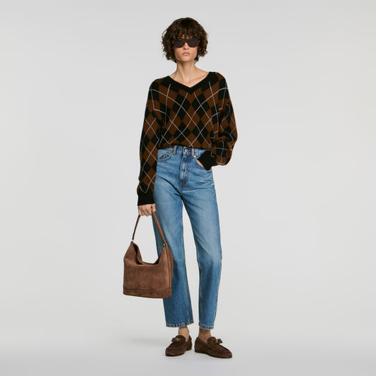 Wade Rhinestone Argyle jumper Black / Brown