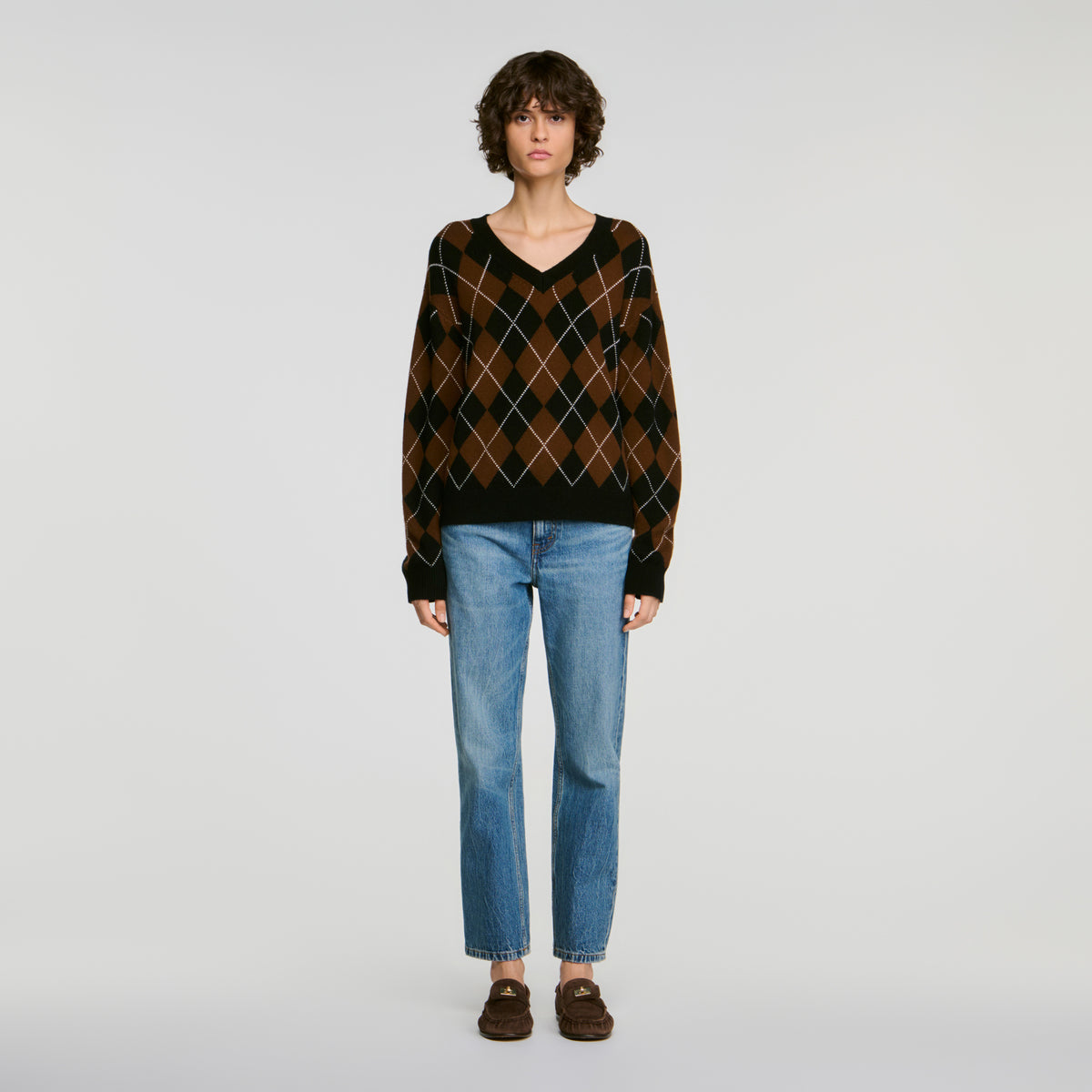 Wade Rhinestone Argyle jumper Black / Brown