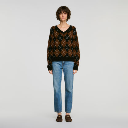Wade Rhinestone Argyle jumper Black / Brown