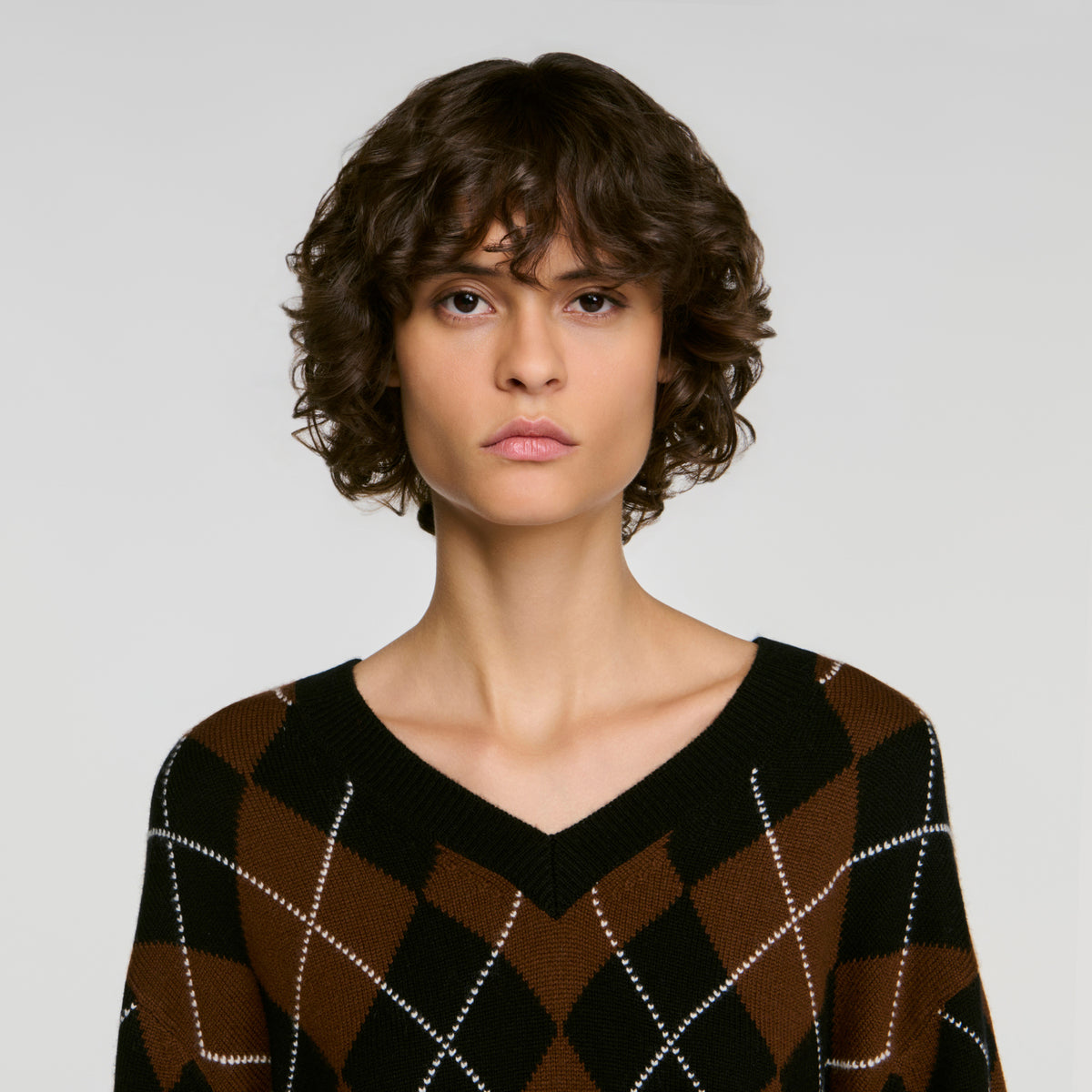 Wade Rhinestone Argyle jumper Black / Brown