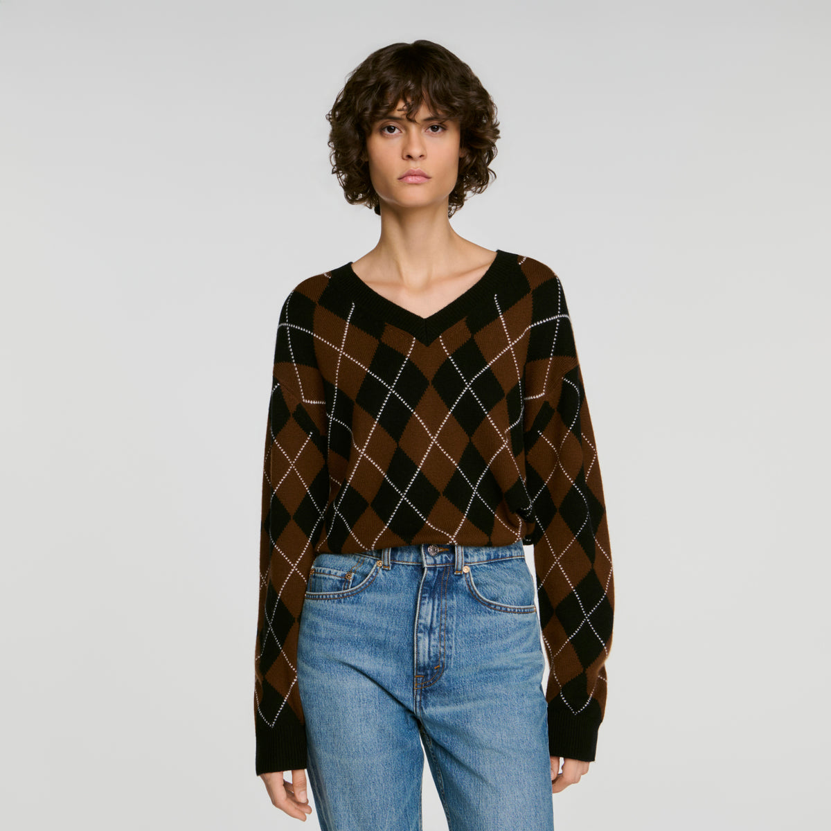 Wade Rhinestone Argyle jumper Black / Brown