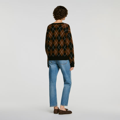 Wade Rhinestone Argyle jumper Black / Brown