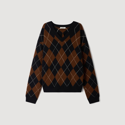 Wade Rhinestone Argyle jumper Black / Brown