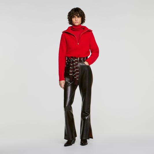 Arabella Zip-neck knit jumper Red