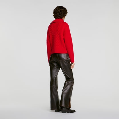 Arabella Zip-neck knit jumper Red