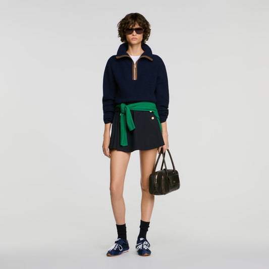 Mara Wool And Cashmere Half-Zip Jumper Navy Blue