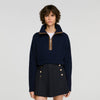 Mara Wool And Cashmere Half-Zip Jumper Navy Blue