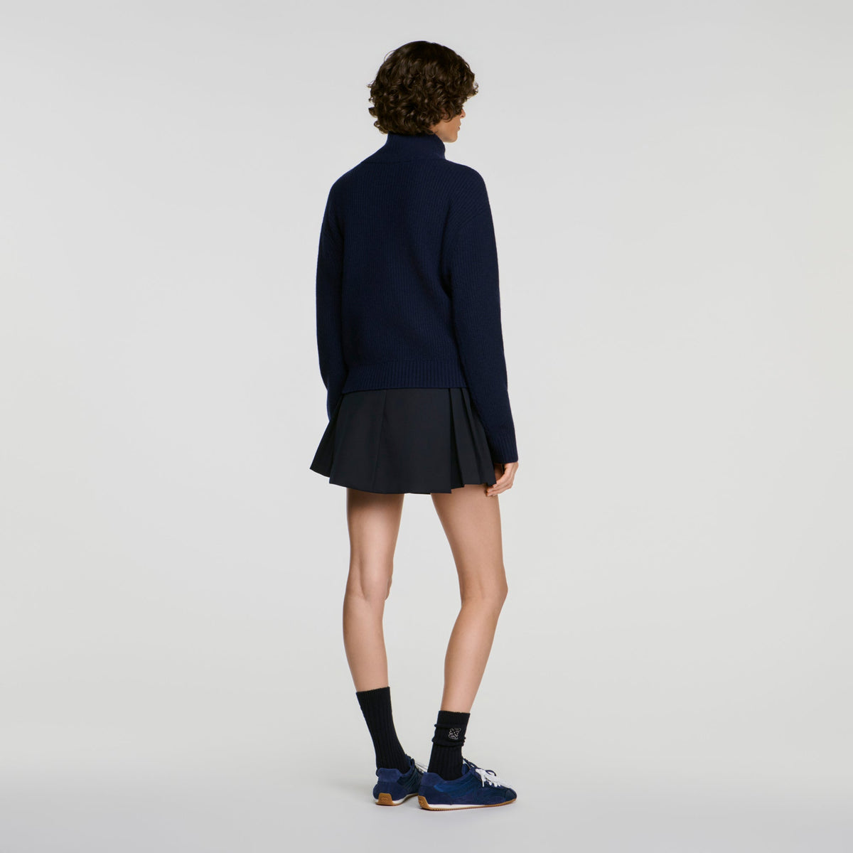 Mara Wool And Cashmere Half-Zip Jumper Navy Blue