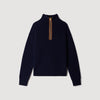 Mara Wool And Cashmere Half-Zip Jumper Navy Blue