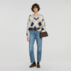 Jennie Rhinestone Argyle jumper Grey / Yellow
