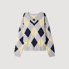 Jennie Rhinestone Argyle jumper Grey / Yellow