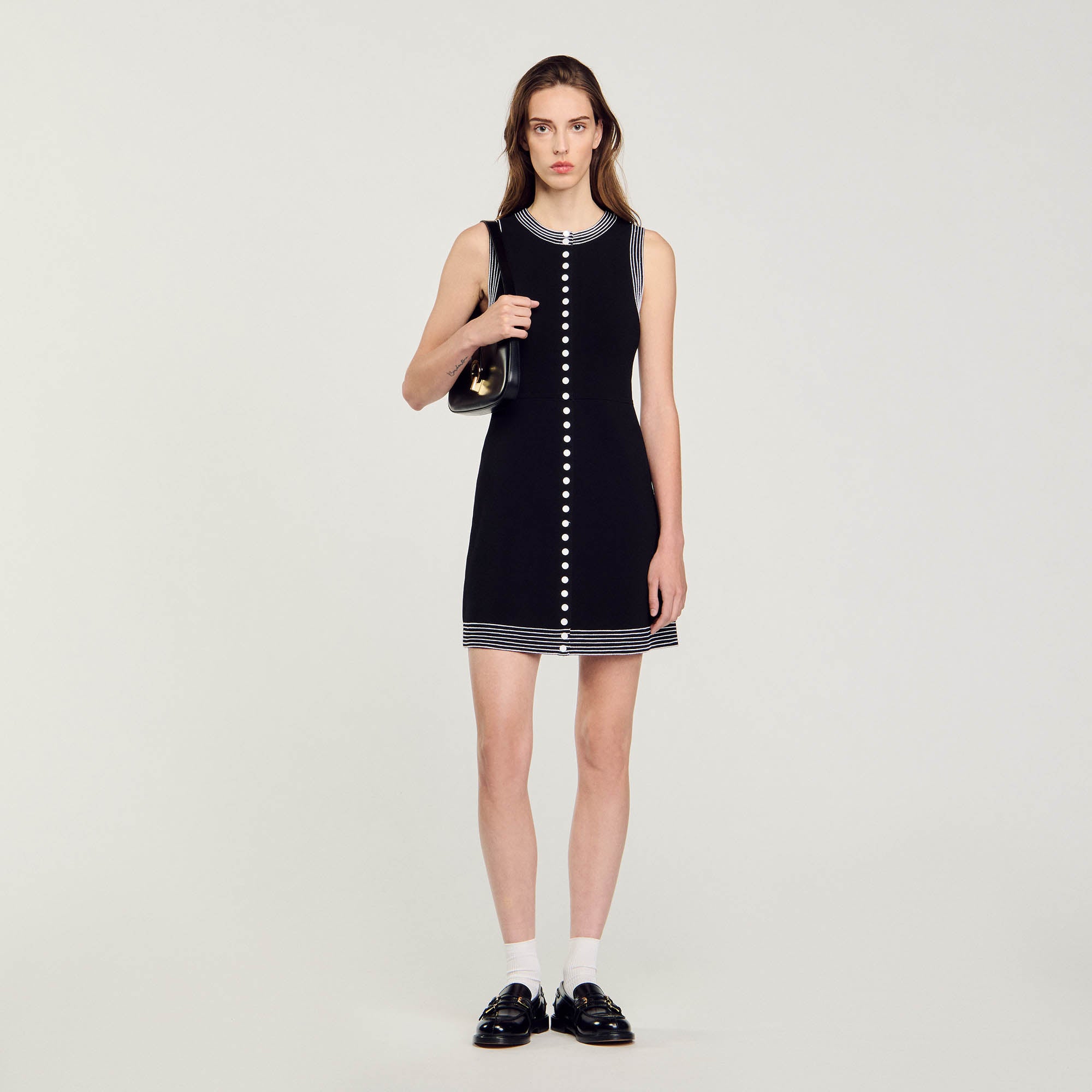 Short Button-Up Dress Black
