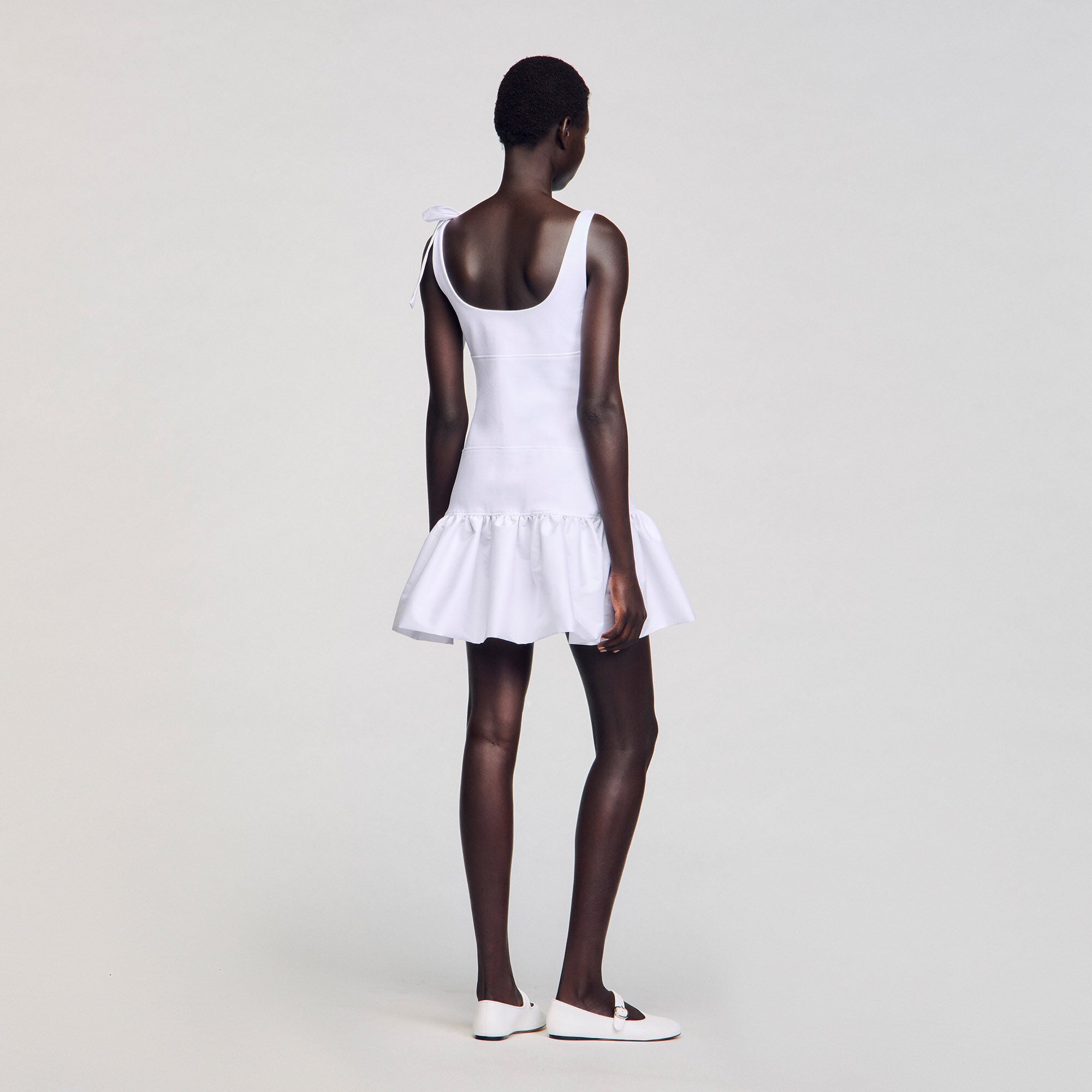 Lolita Dual-Material Short Dress White