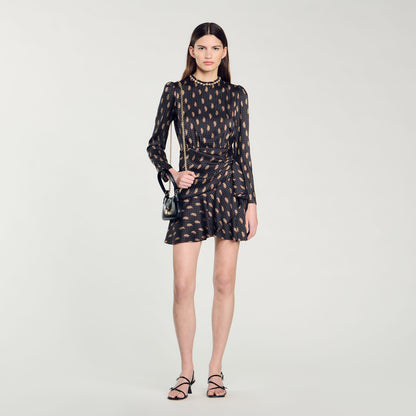Short Print Dress Mustard / Burgundy