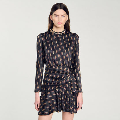 Short Print Dress Mustard / Burgundy