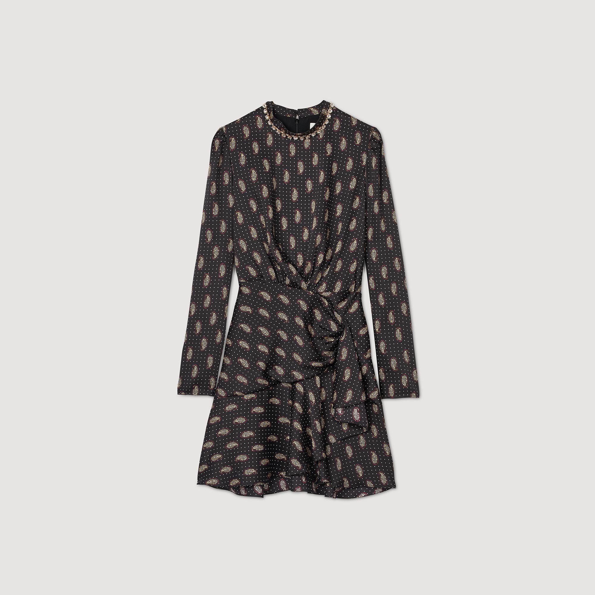 Short Print Dress Mustard / Burgundy