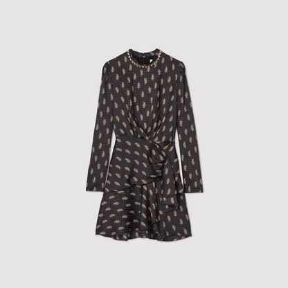 Short Print Dress Mustard / Burgundy