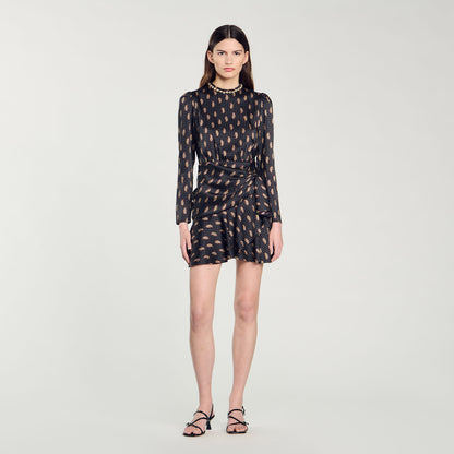 Short Print Dress Mustard / Burgundy