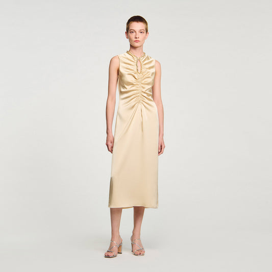 Iceberg Rhinestone Midi Dress Sand