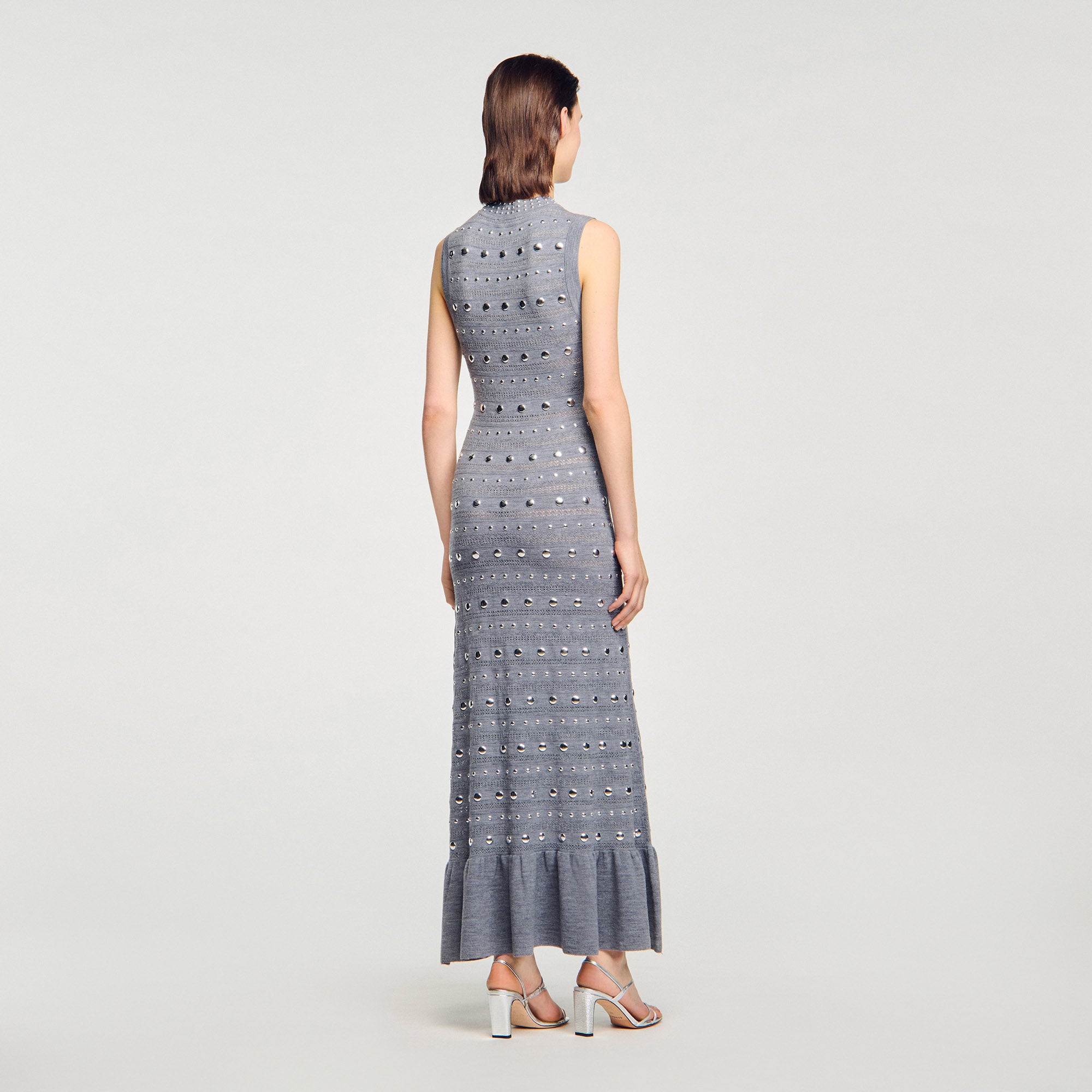 Shop Venus Knit Maxi Dress With Studs Grey for Woman Online