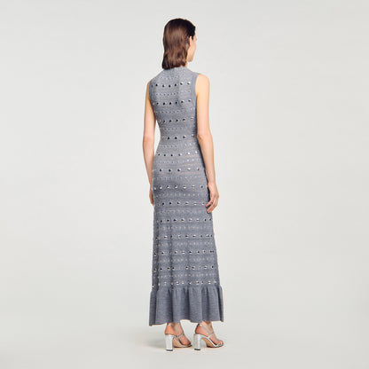 Venus Knit Maxi Dress With Studs Grey