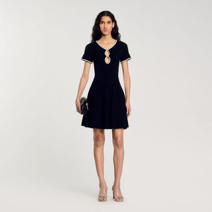 Rhinestone Velvet Dress Black
