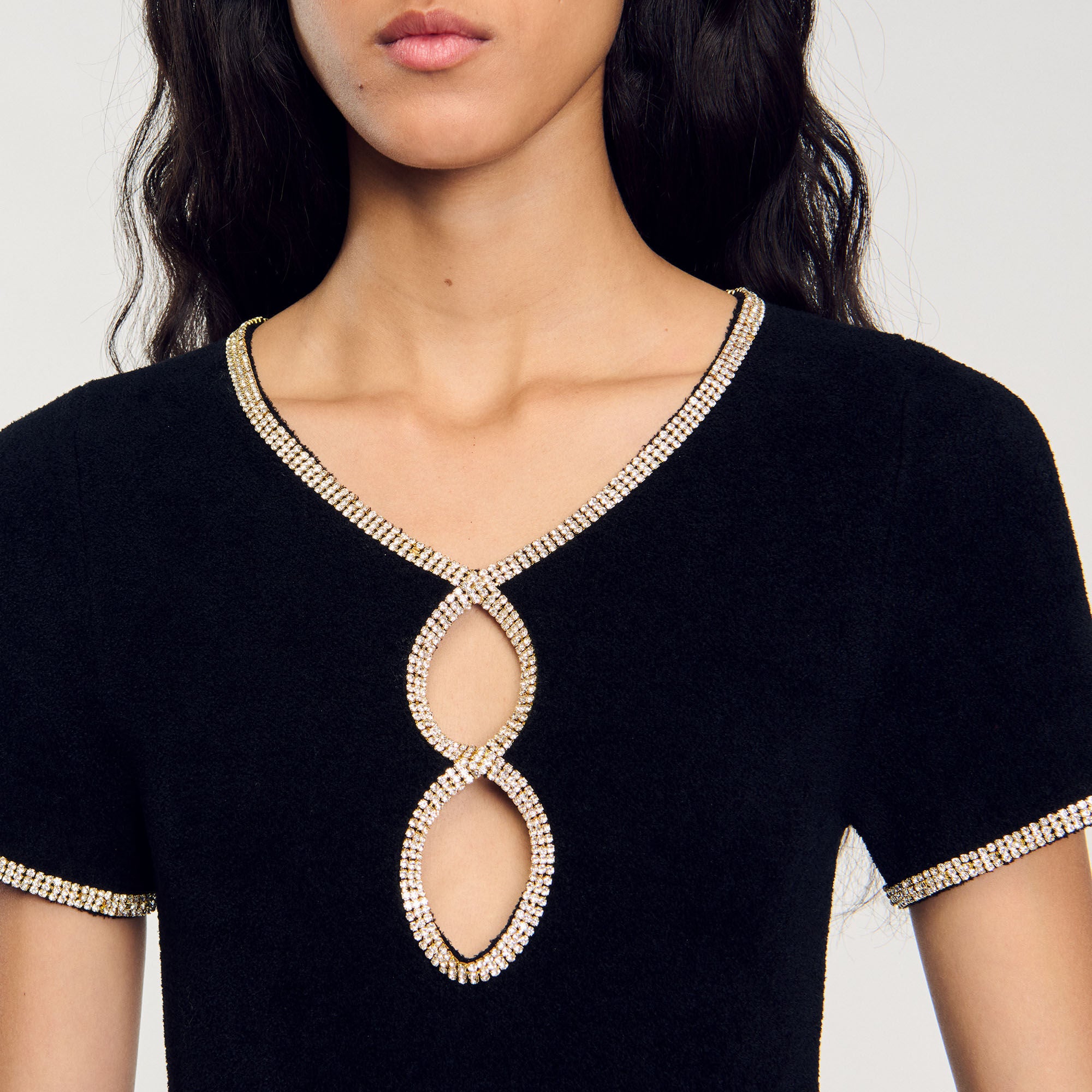 Rhinestone Velvet Dress Black