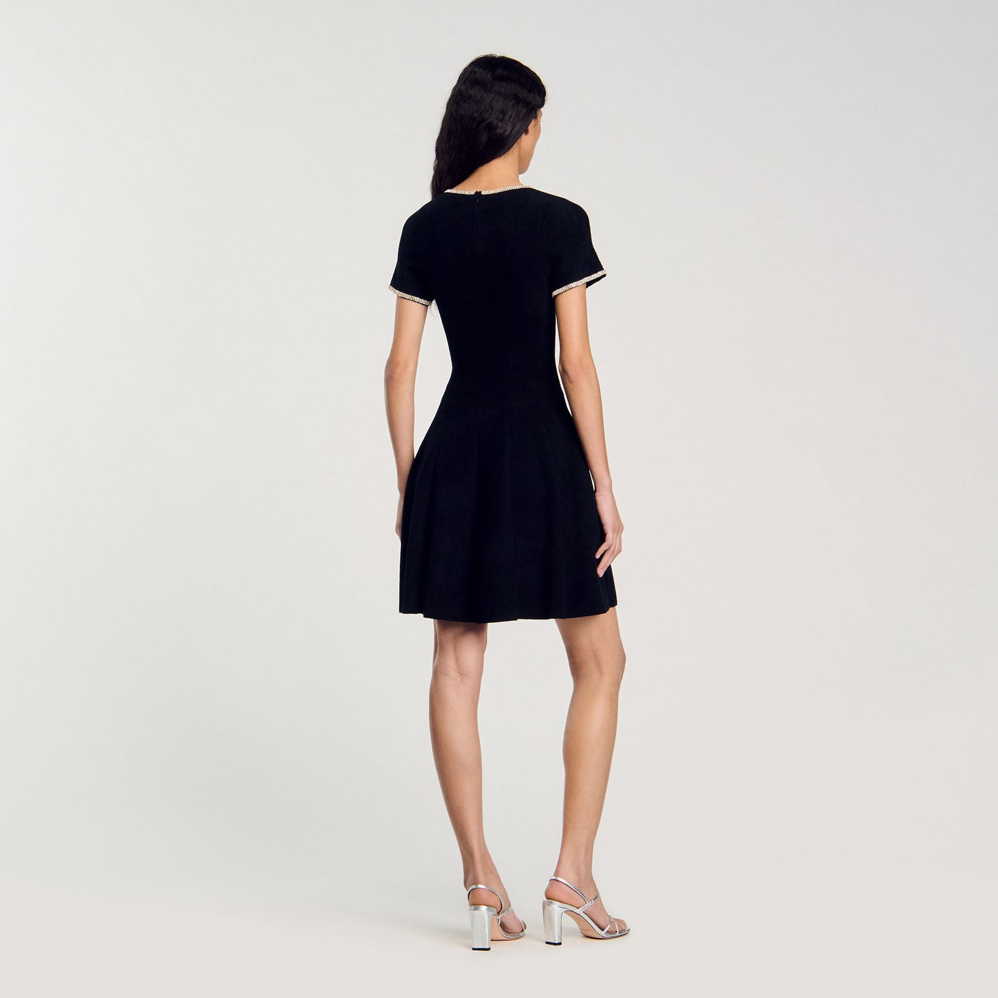 Rhinestone Velvet Dress Black