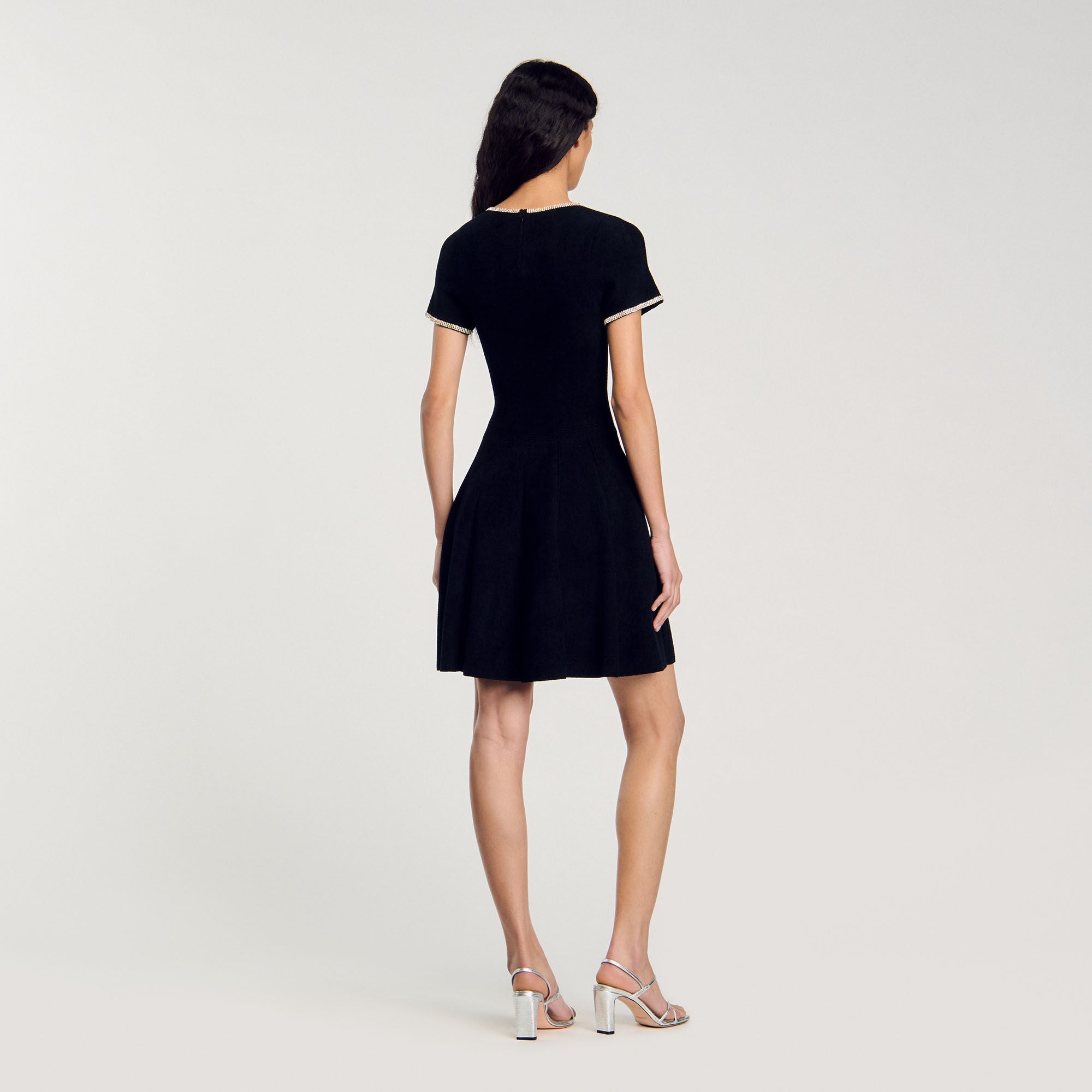 Rhinestone Velvet Dress Black