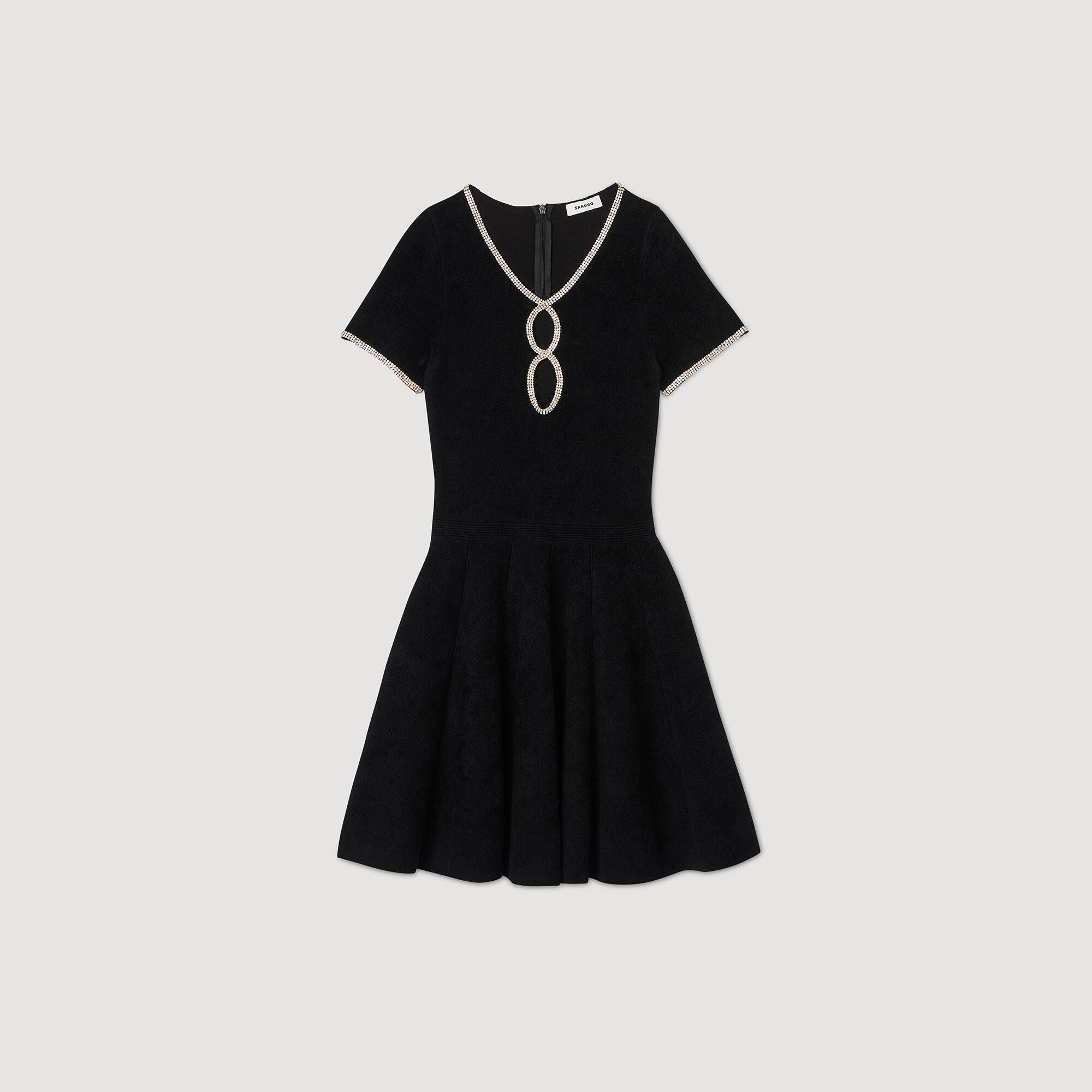 Rhinestone Velvet Dress Black