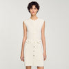 Rib Knit Short Dress Ecru