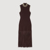 Cleopatre Fringed Knit Maxi Dress Brown
