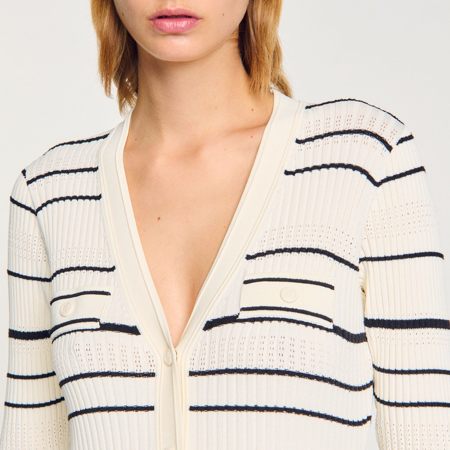 Stripy Knit Maxi Dress Ecru