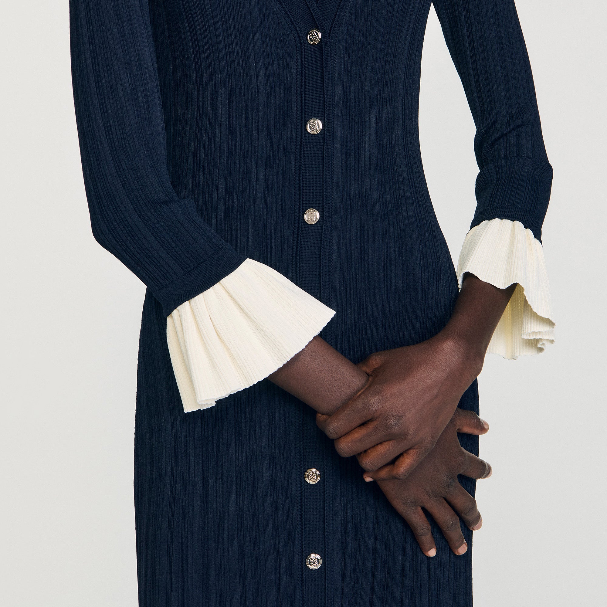 Nara Two-Tone Knit Maxi Dress Navy Blue Nara Two-Tone Knit Maxi Dress Navy Blue