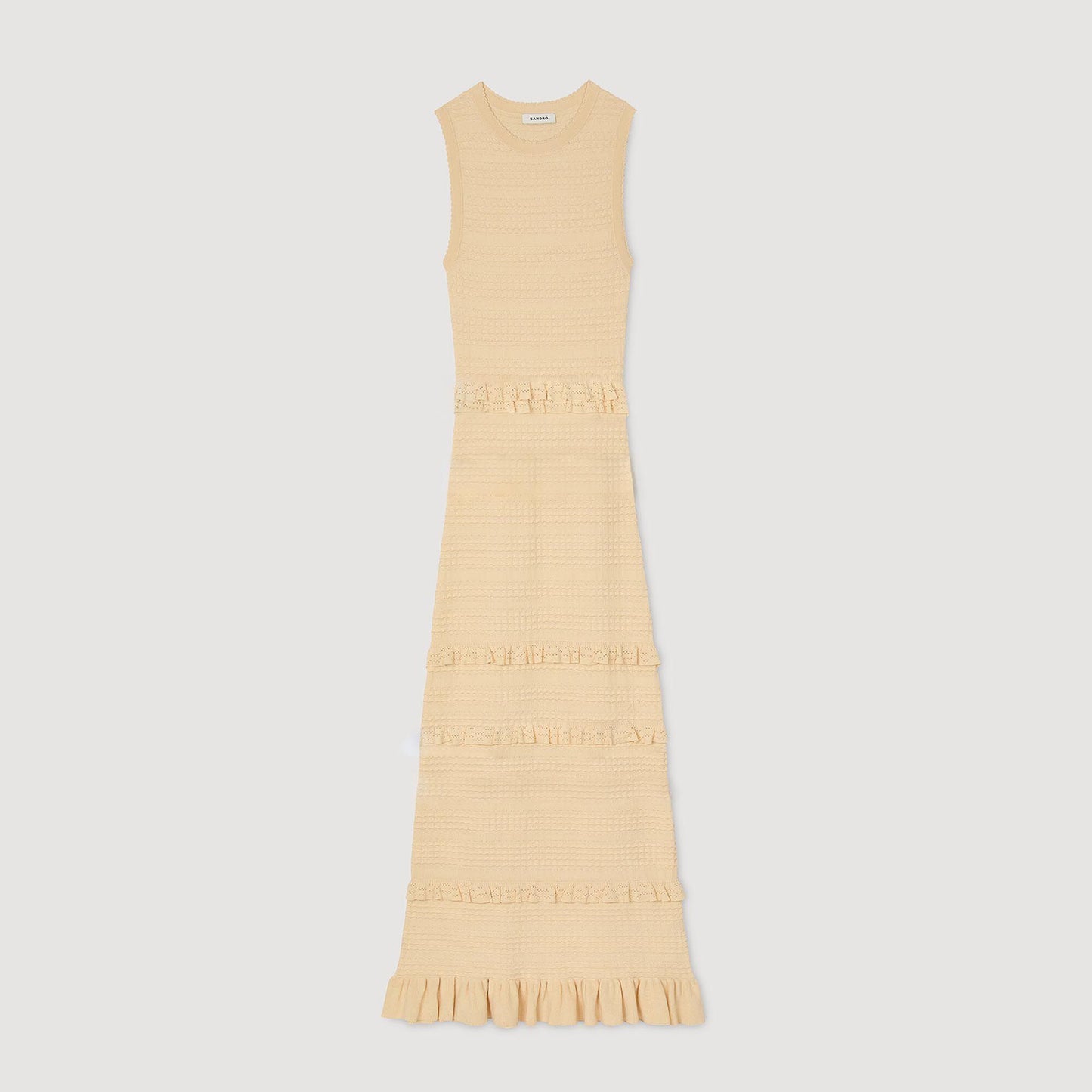 Salma Ruffled Knit Maxi Dress Ecru Ecru