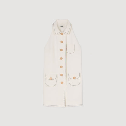 Peter Pan Collar Short Dress Ecru