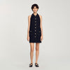 Peter Pan Collar Short Dress Black