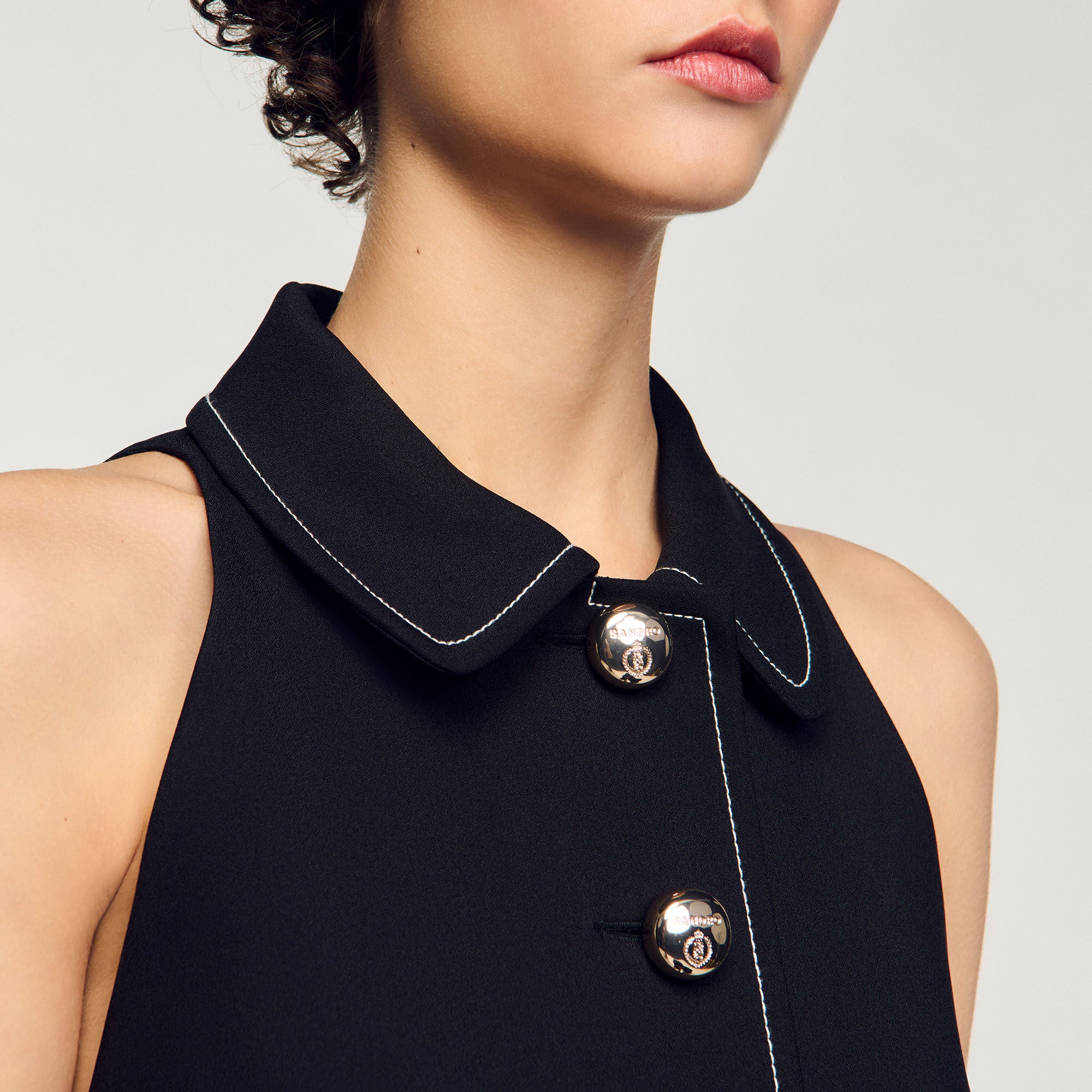Peter Pan Collar Short Dress Black