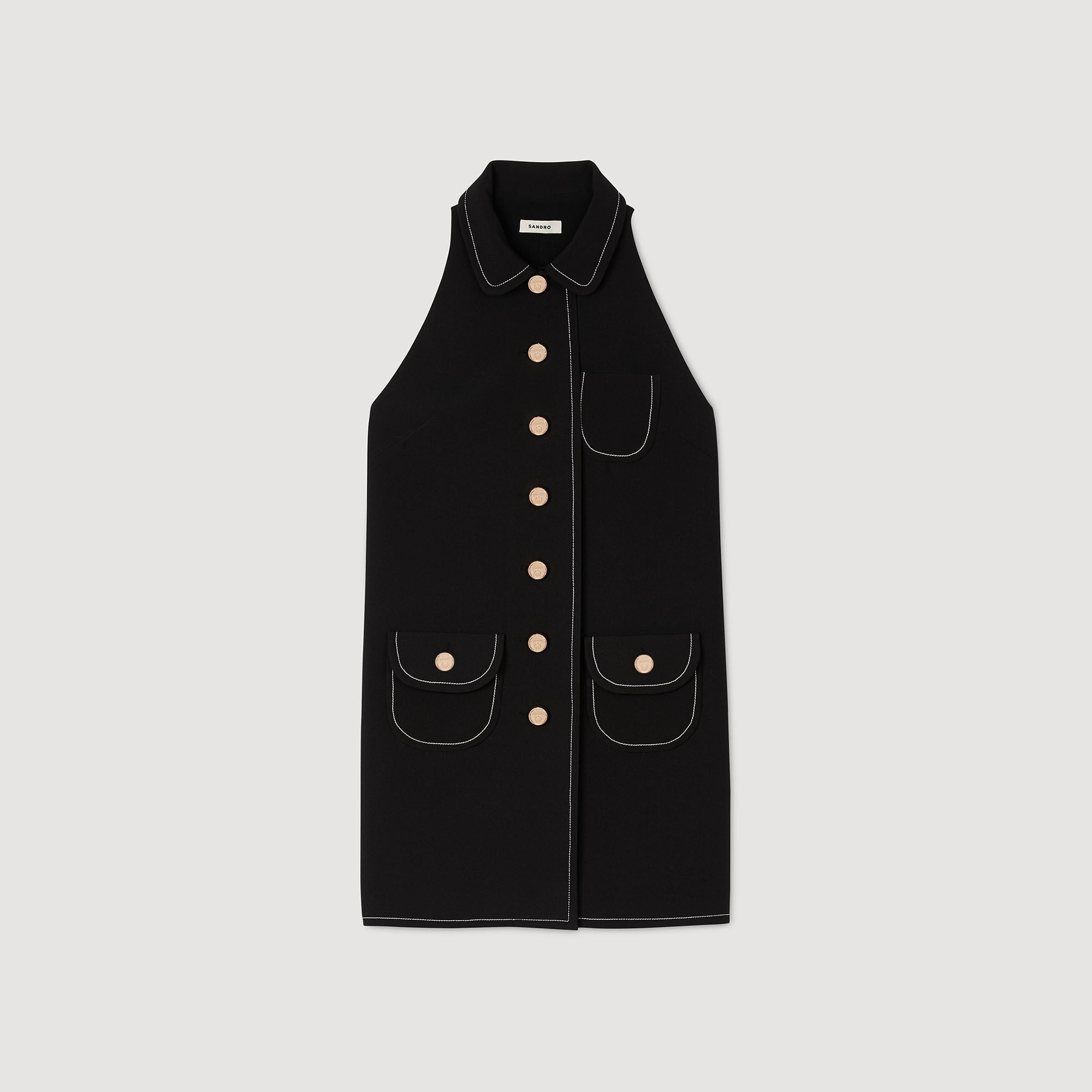 Peter Pan Collar Short Dress Black