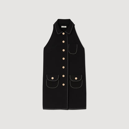 Peter Pan Collar Short Dress Black