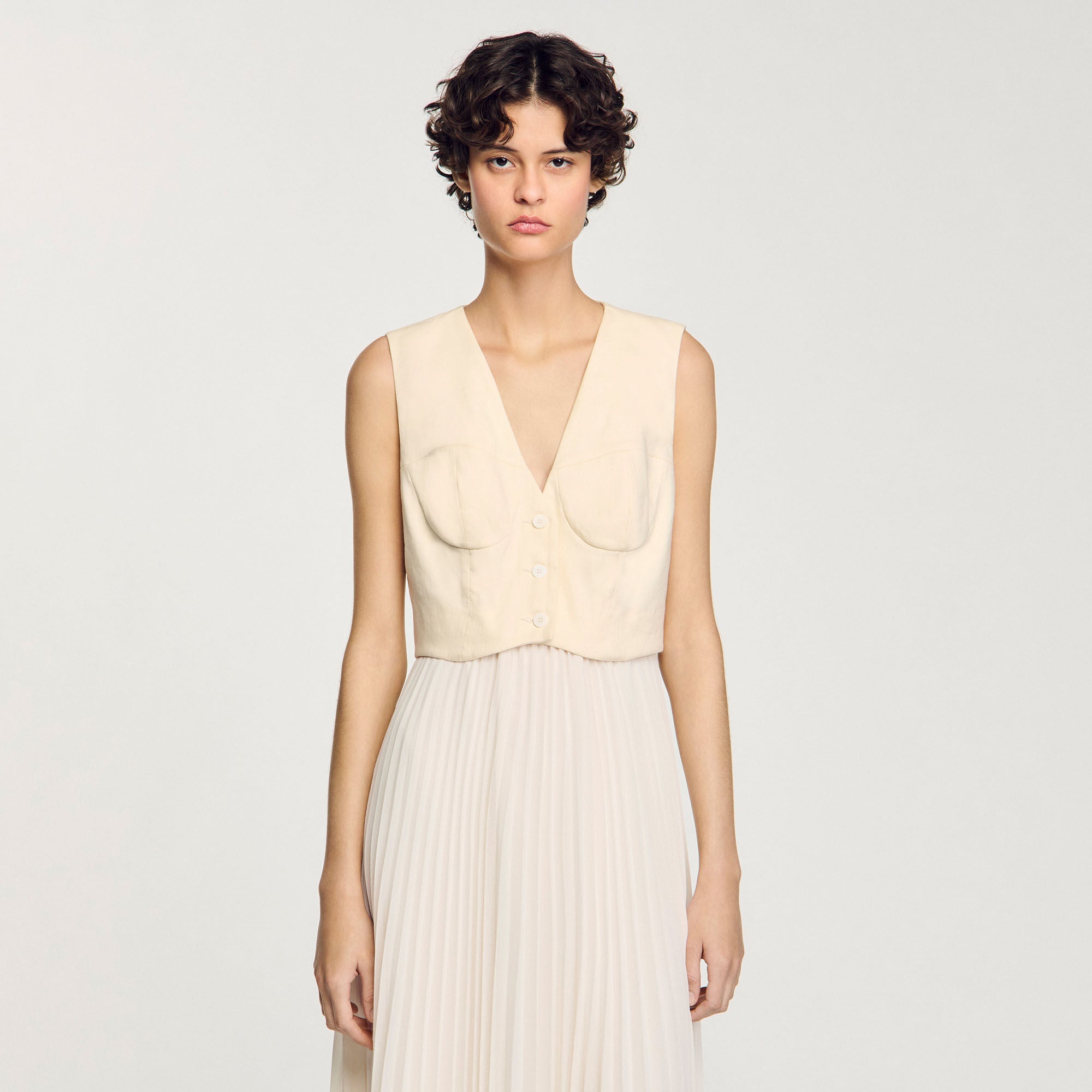 sandro pleated maxi dress Pleated maxi dress white / beige For Women