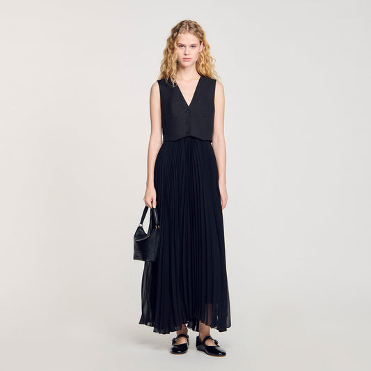 Montaigne Pleated Maxi Dress Black