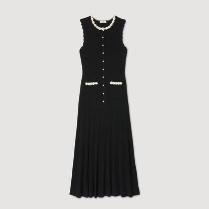 Long Dress With Crochet Detailing Black
