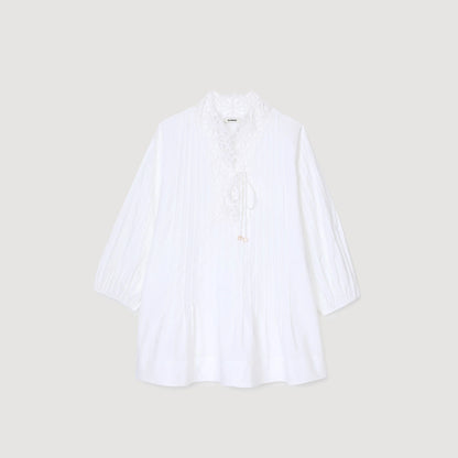 Moana Short Dress With Lace Detail White