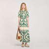 Floral Print Maxi Dress Ecru / Green