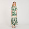 Floral Print Maxi Dress Ecru / Green