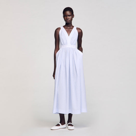 Sidonie Long Striped Dress Ciel / Blanc
