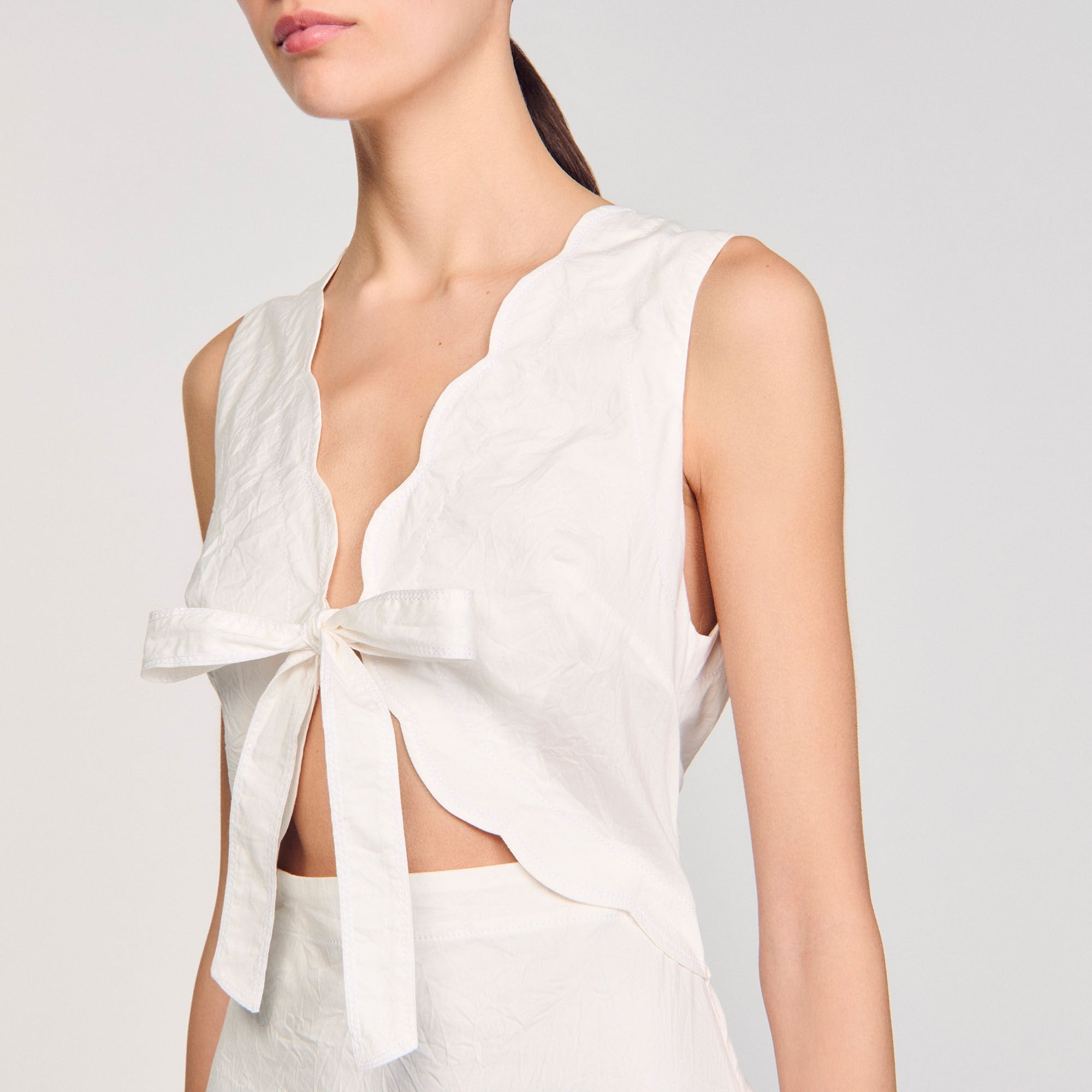 Tourterelle Crinkled Maxi Dress With Bow Ecru Ecru