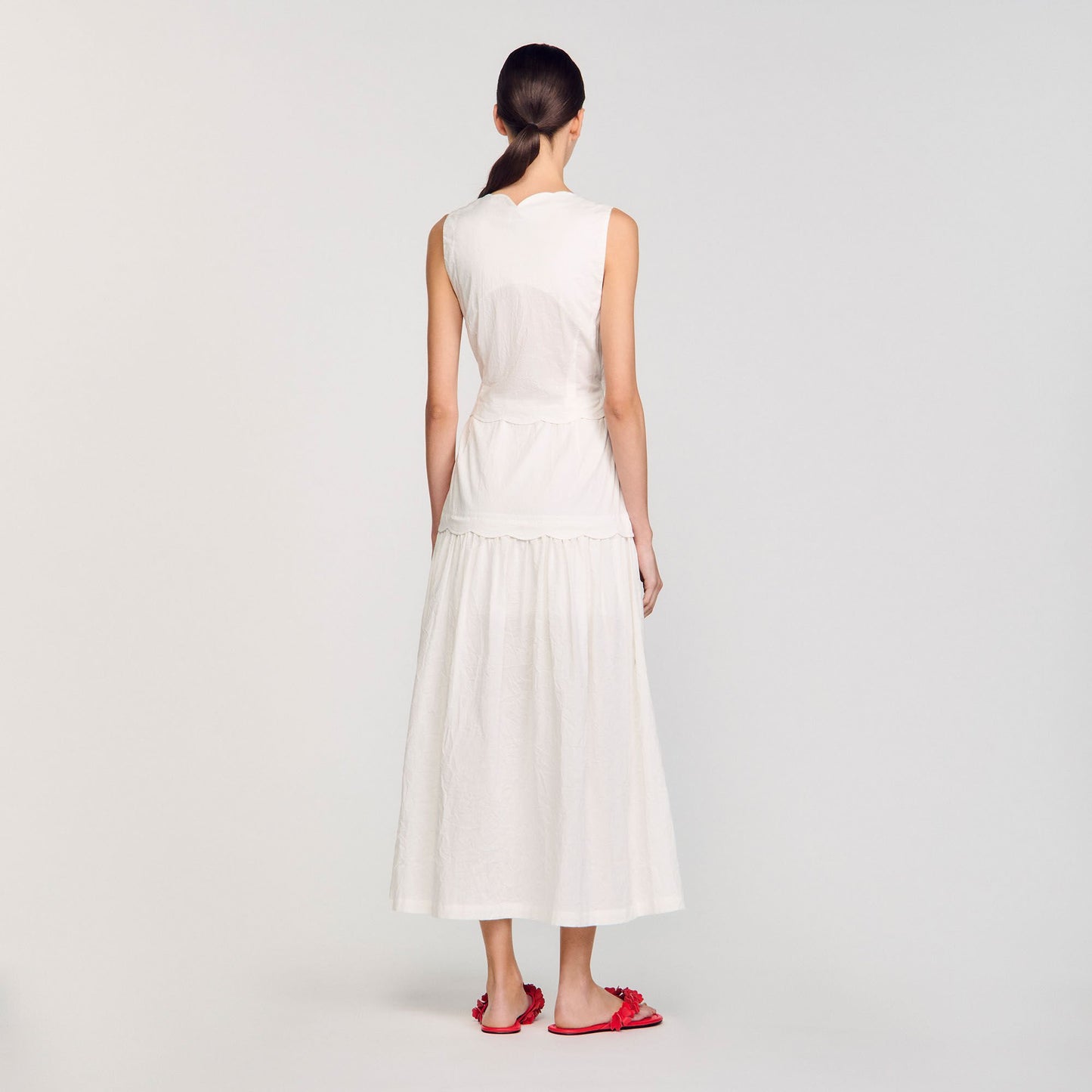 Tourterelle Crinkled Maxi Dress With Bow Ecru Ecru