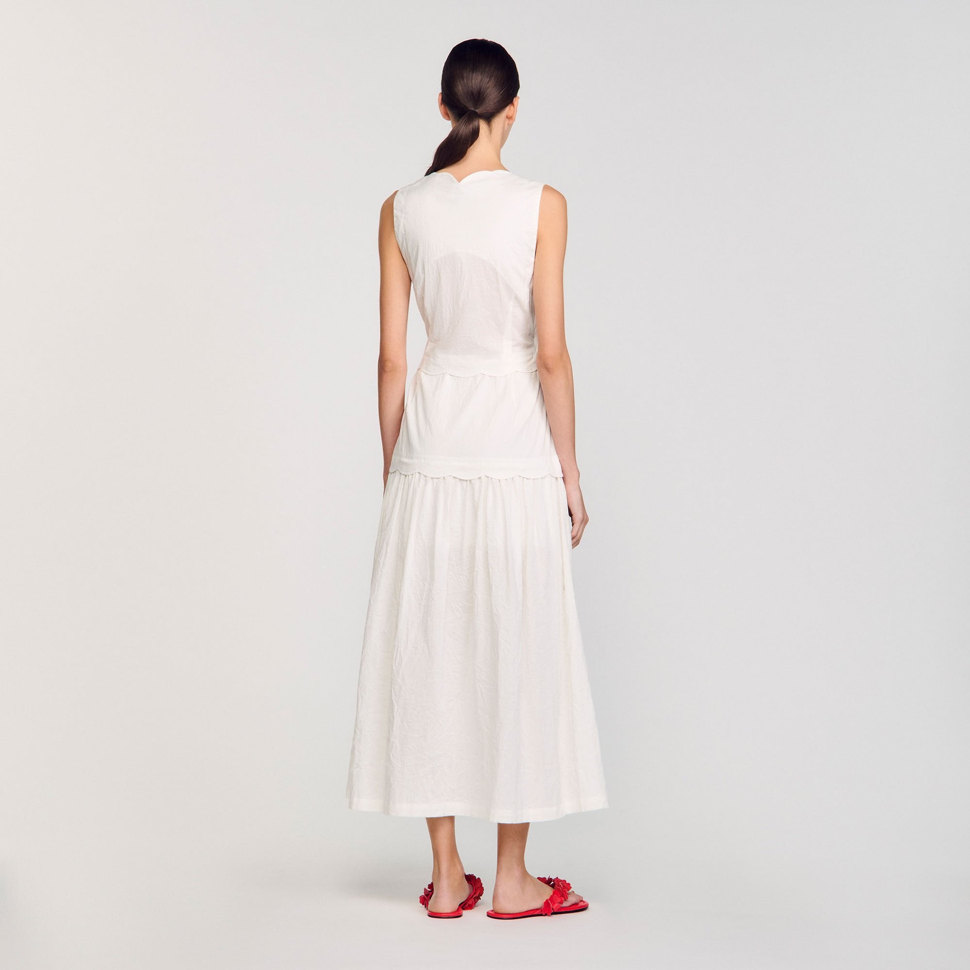 Tourterelle Crinkled Maxi Dress With Bow Ecru Ecru
